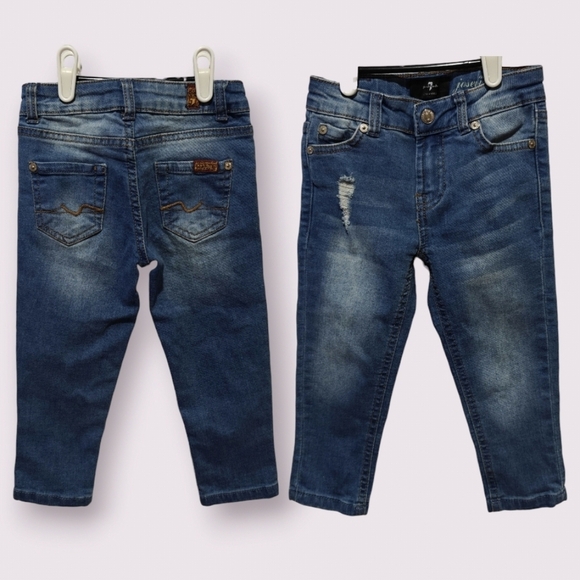 7 For All Mankind Girls Jeans Size 4 Distressed Medium Wash - Picture 1 of 6